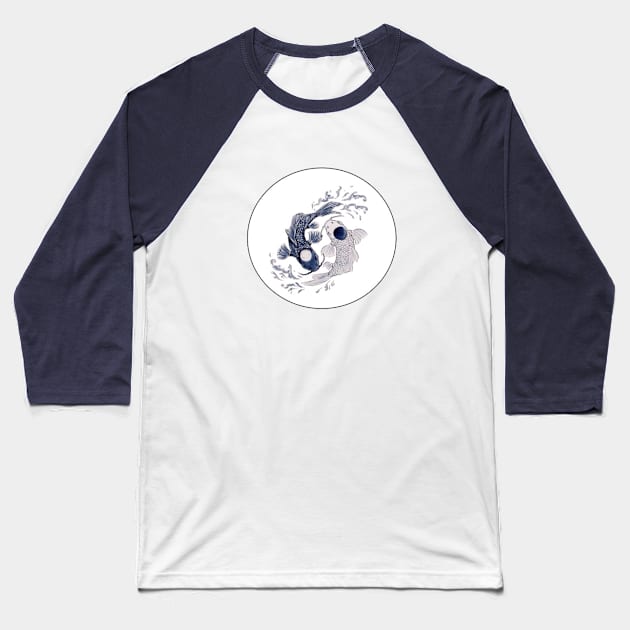 Koi Balance Baseball T-Shirt by Sasafune